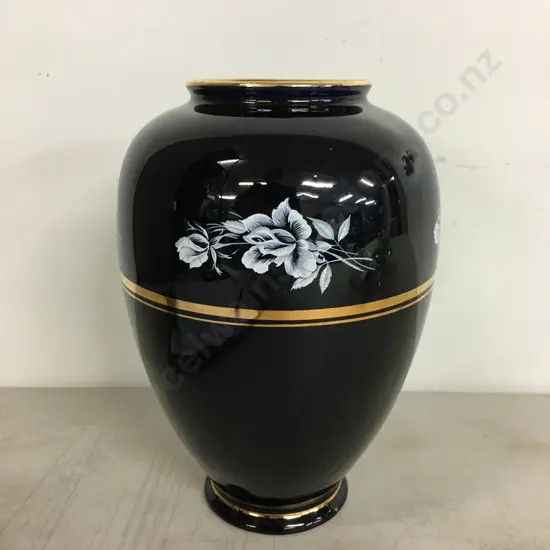  Cobalt Blue Glaze Vase With Gilding Detail H24cm. 