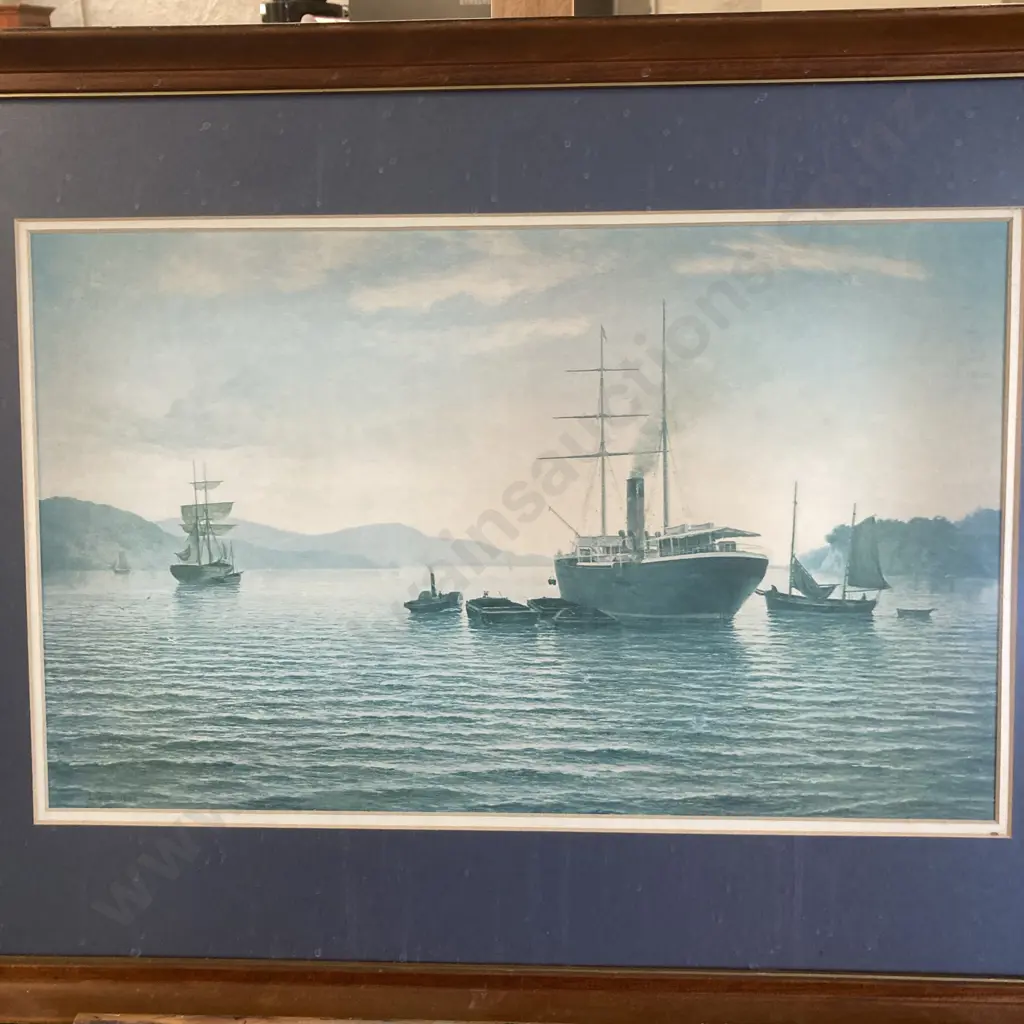 Framed Print J. Gibb 'Tarawera Coaling, Bay Of Islands, 1886' 54 x 73cm Image 1++