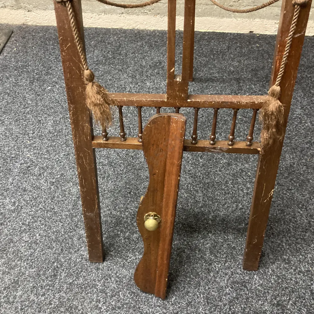 Antique Victorian Oak Painters Display Easel. c.1900, Brass Fittings, Adjustable Shelf Slider. H187cm (As Found) Image 1++