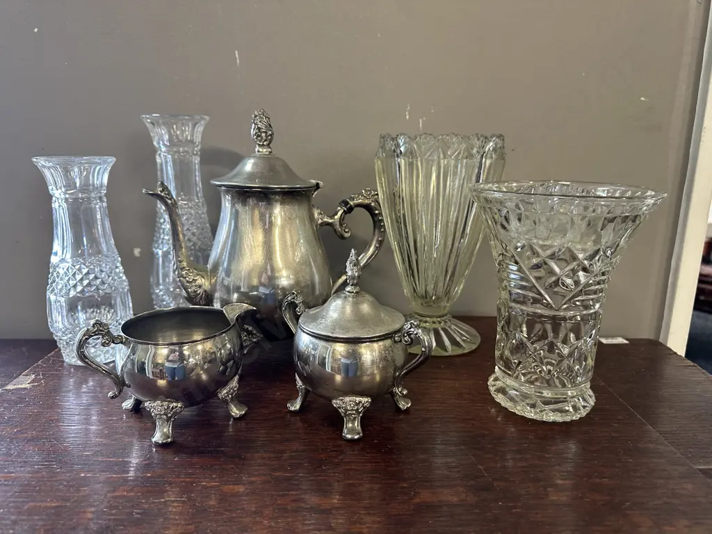 Art Deco Glass Vases & Silver Ware Items Image 1++