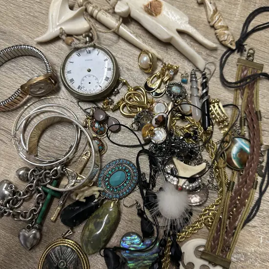 Selection of Vintage Jewellery, Bifora Watch, Pendants, Necklaces Etc