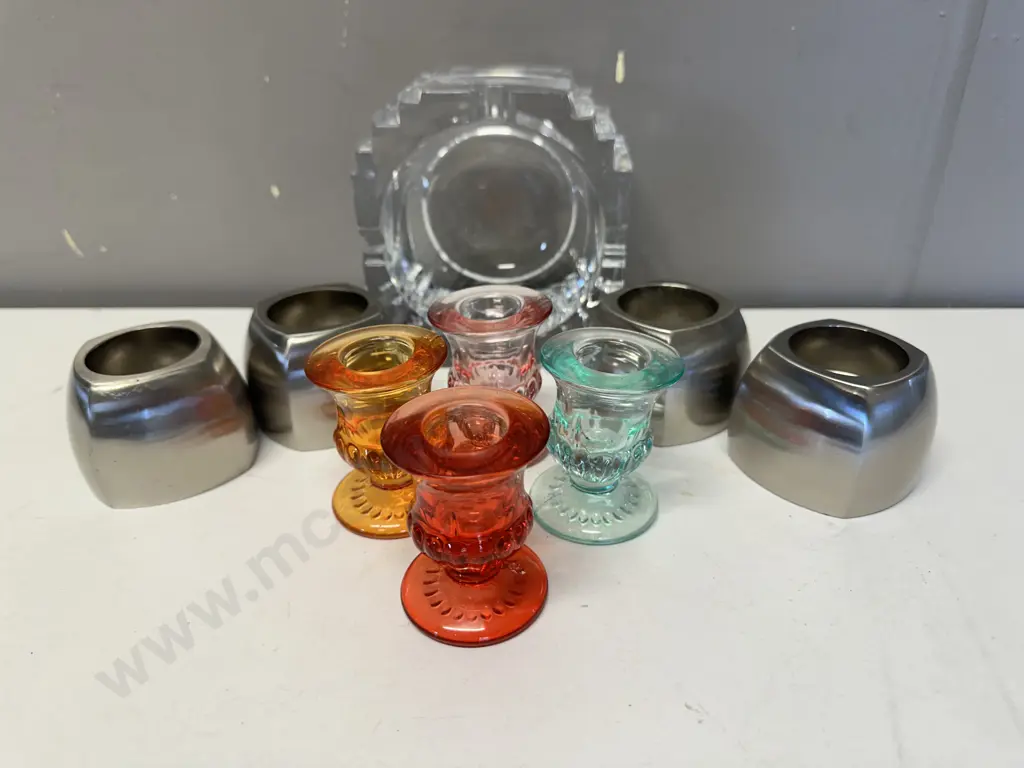 Selection of Candle Holders & Heavy Glass Ashtray Image 1++