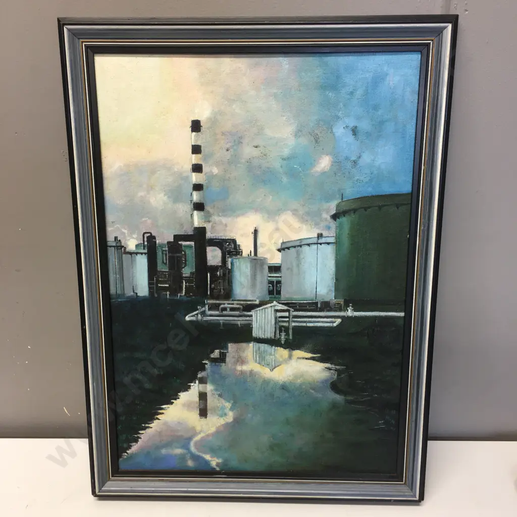 Framed Oil Artwork 'Marsden Point' H60,W44cm. Image 1++
