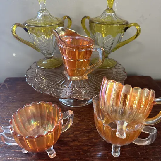 Assorted Vintage Depression Glass Items Etc 
