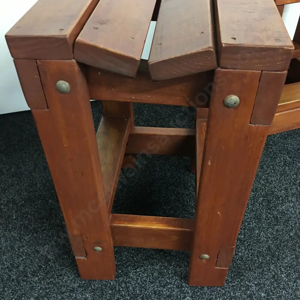 Pair Of Willow Creek Wooden Slatted Shaped Seats H66cm. Image 1++