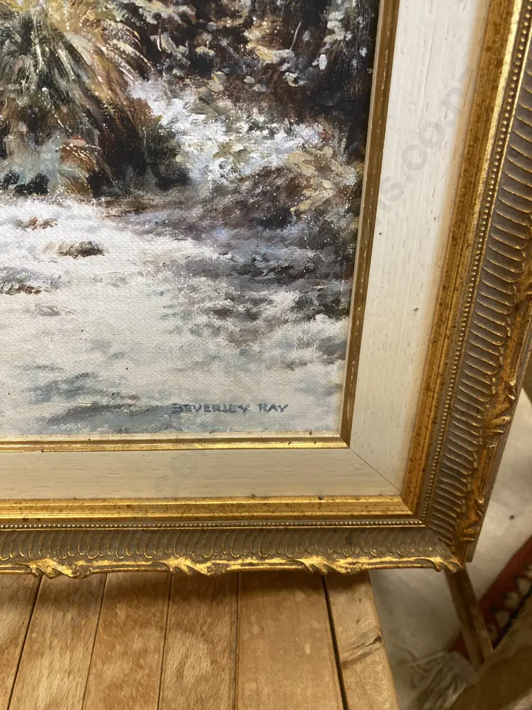 Original Oil Painting of A River Scene Signed Beverley Ray, Ornate Gilt Framed. 58 x 48cm Image 1++