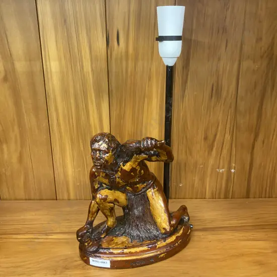 Vintage / Retro Maori Warrior Resin Lamp. 36 x 19cm (As Found Condition)