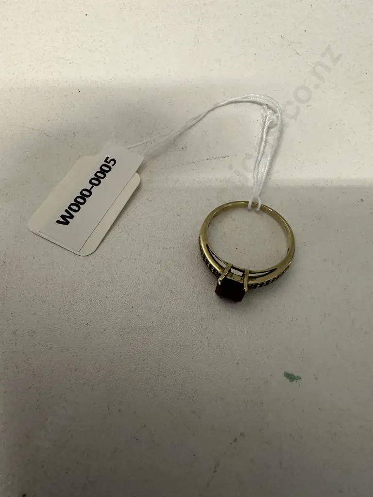 Gold Ring With Ruby & Diamonds Stamped 9K Image 1++