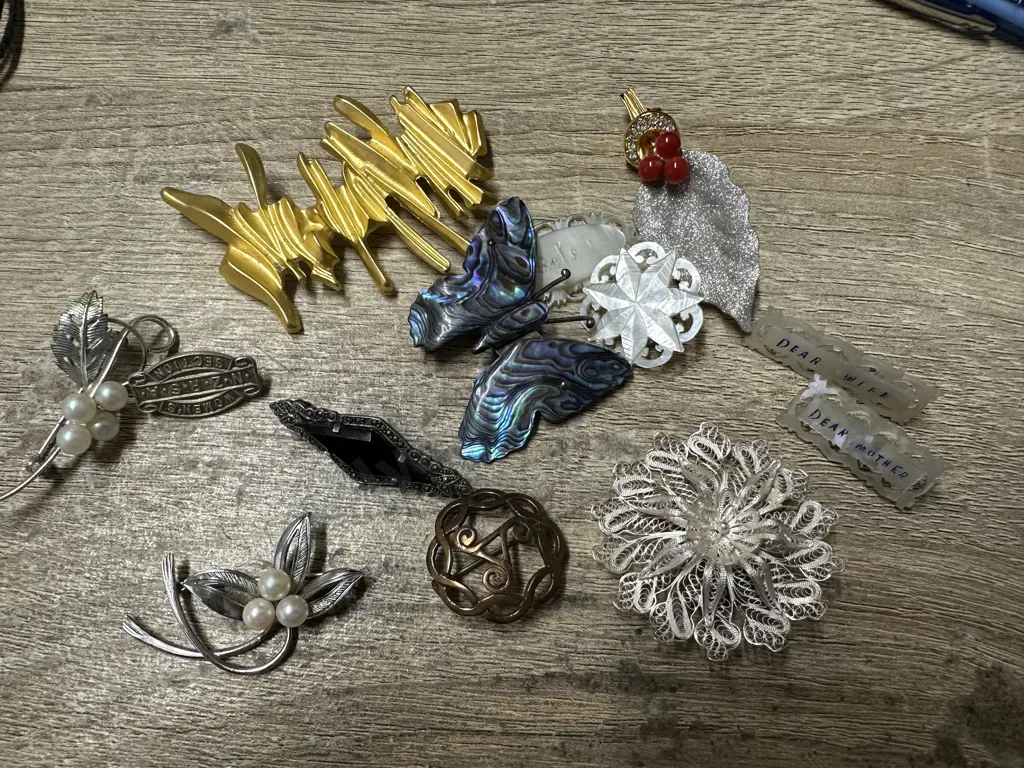 Assorted Vintage Brooches Includes 925 Image 1++