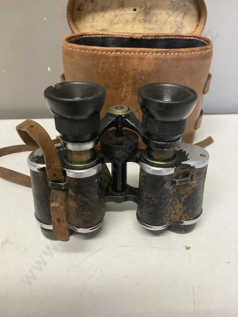 Antique French Conqueror Binoculars G/3172 In Leather Case With Matching Numbers Image 1++