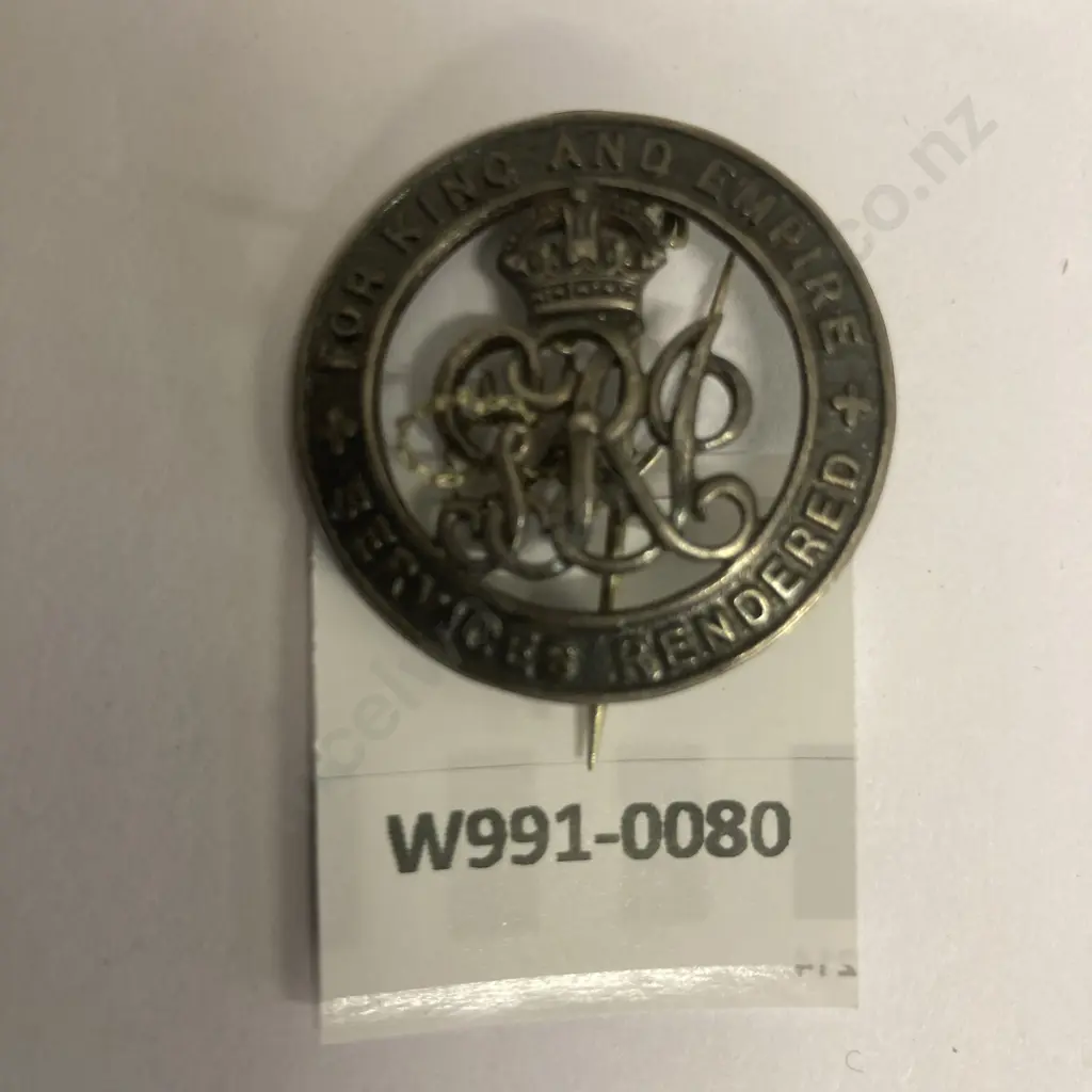 WW1 For King And Empire Services Rendered Military Badge Image 1++