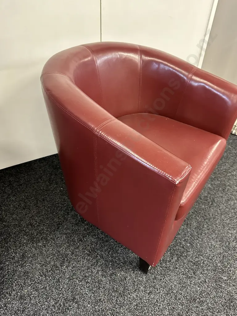 Brown Bicast Leather Tub Chair Image 1++
