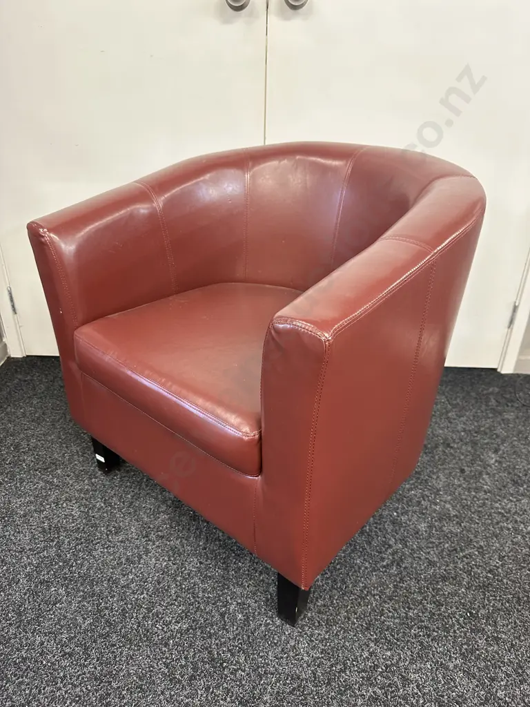 Brown Bicast Leather Tub Chair Image 1++
