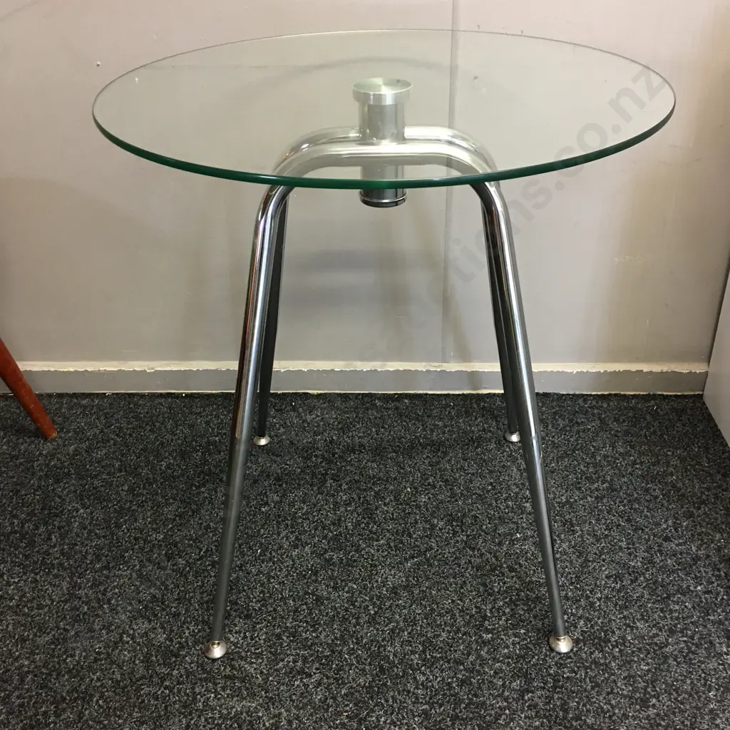 Modernist Round Glass Table H64,59x59cm. Image 1++