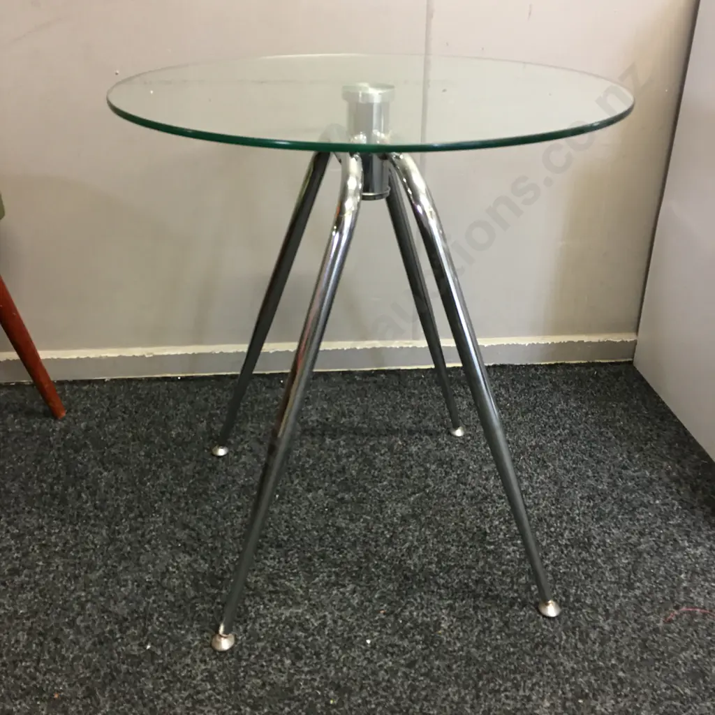 Modernist Round Glass Table H64,59x59cm. Image 1++