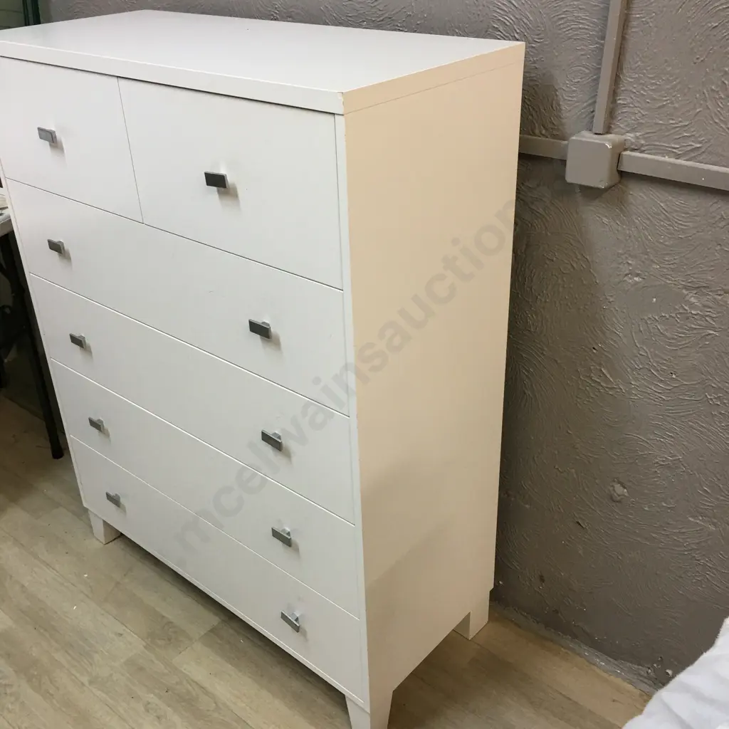 White 6 Drawer Scotch Chest. H117 W91 D39cm Image 1++