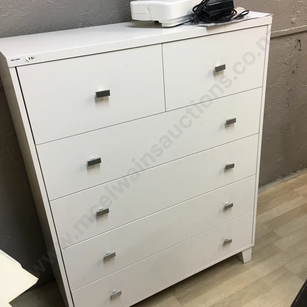 White 6 Drawer Scotch Chest. H117 W91 D39cm Image 1++