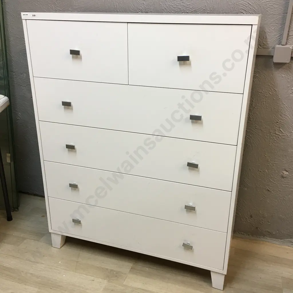 White 6 Drawer Scotch Chest. H117 W91 D39cm Image 1++