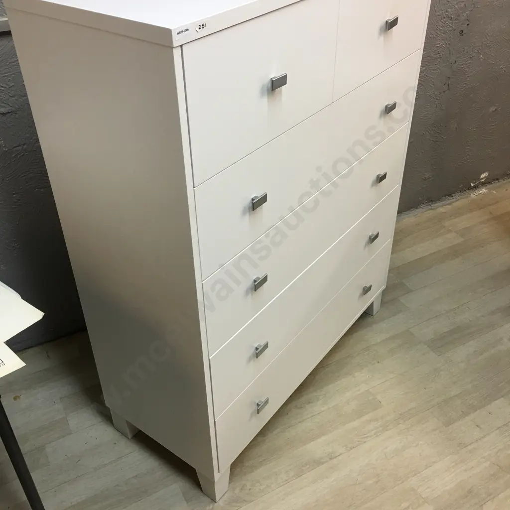 White 6 Drawer Scotch Chest. H117 W91 D39cm Image 1++
