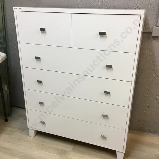 White 6 Drawer Scotch Chest. H117 W91 D39cm