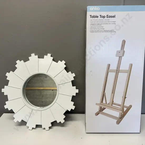 White Round Mirror, Anko Table Top Easel