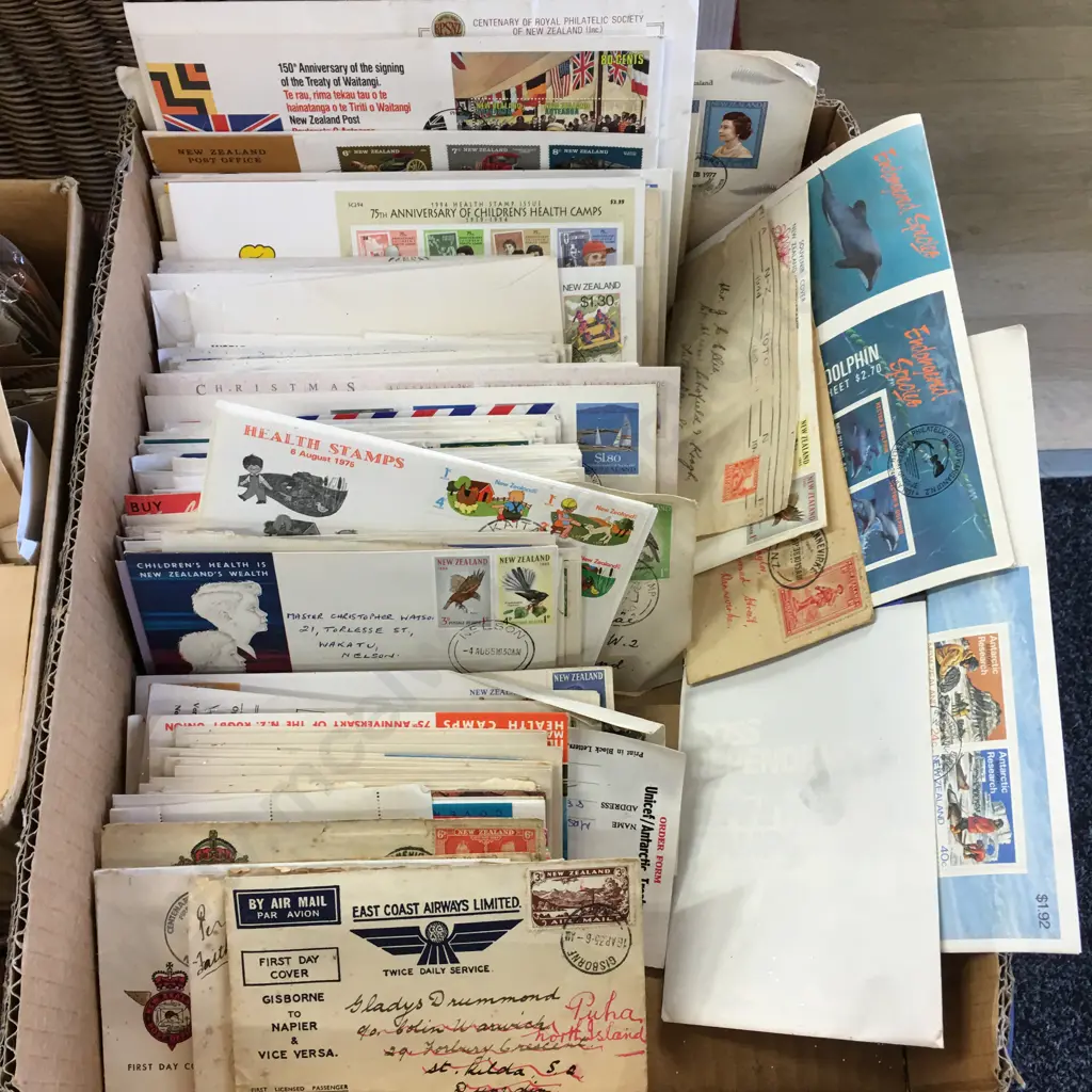Collection of Vintage Stamps Including NZ Post First Day Covers, Health Stamps Etc Image 1++