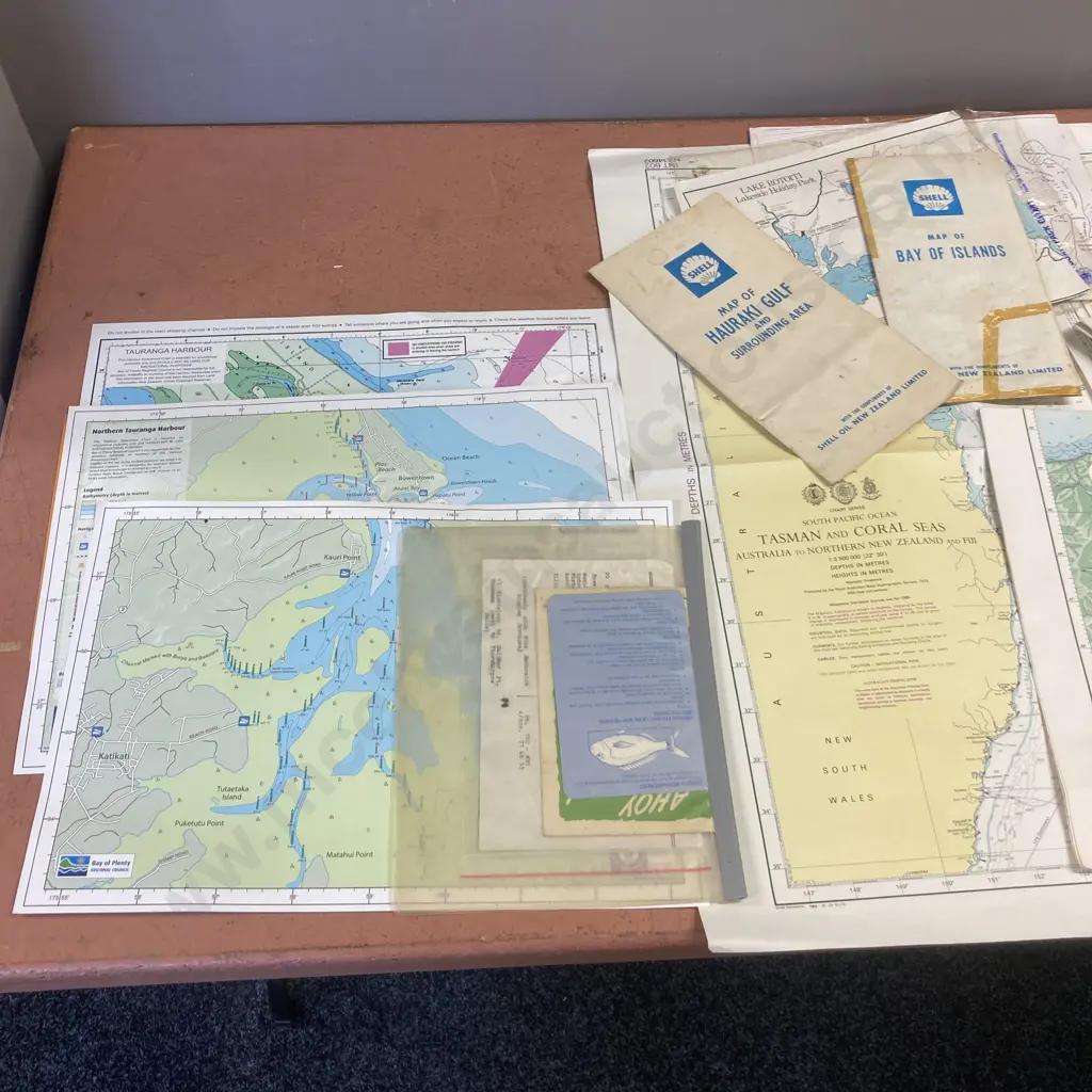 Maps - Brisbane Moreton, Tauranga Harbour, Tasman & Coral Seas, Lake Rotoiti Etc Image 1++