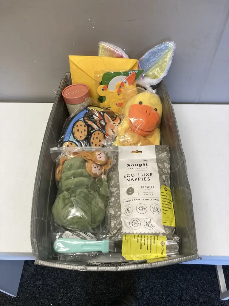 Box Lot Nappies, Felt Toys Etc Image 1++