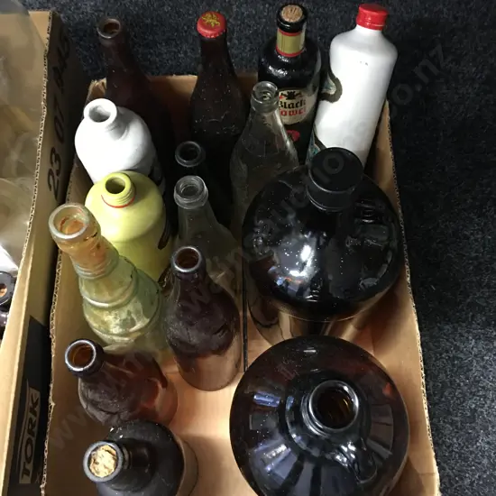 Box Of Assorted Vintage Bottles 