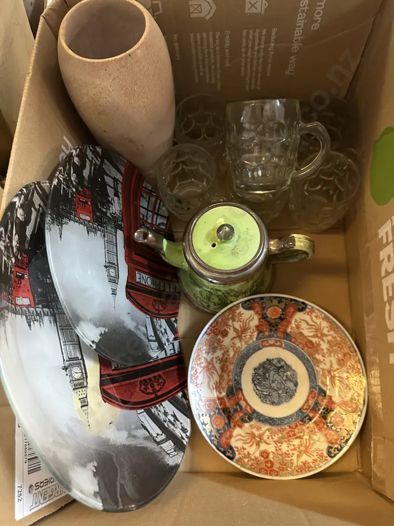 Assorted China & Glass Items Including Large Blue Bowls Image 1++