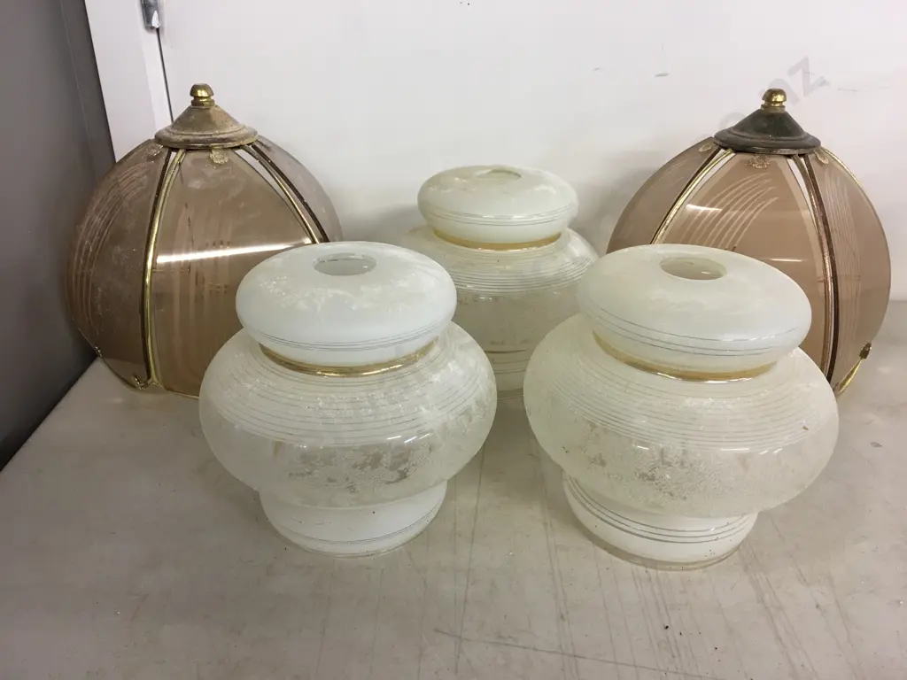 Vintage Glass Light Shades In Clear Lidded Bin Image 1++