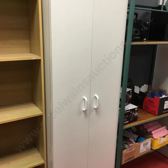 White Double Door Cabinet. H180 W61 D41cm