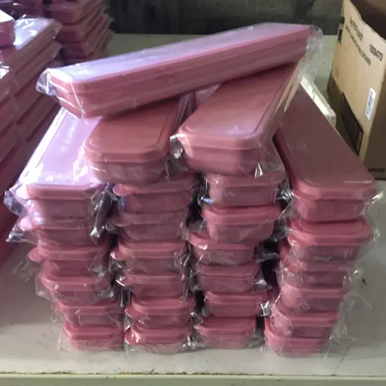 New 15 Piece Stainless Steel Reusable Straw Set With Cleaning Brushes In Pink Lidded Carry Case x 27
