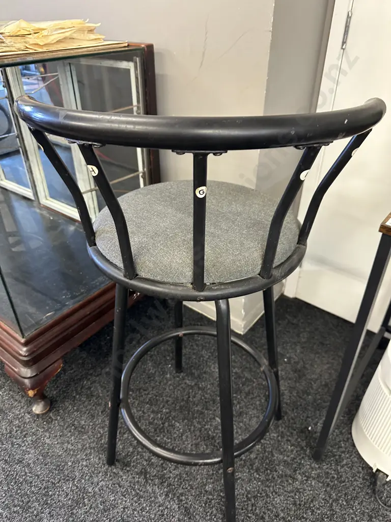 Swivel Bar Stool, Medium Back, Grey & Black Image 1++