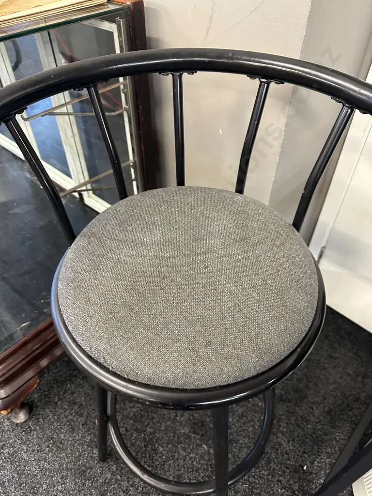 Swivel Bar Stool, Medium Back, Grey & Black Image 1++