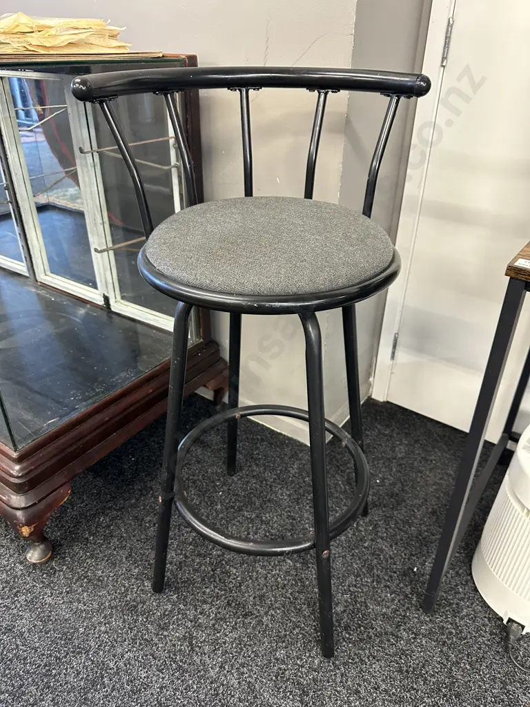 Swivel Bar Stool, Medium Back, Grey & Black Image 1++