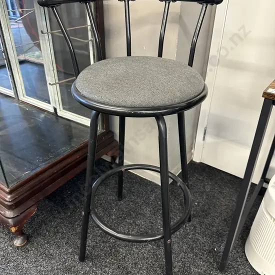 Swivel Bar Stool, Medium Back, Grey & Black