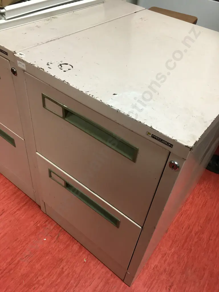 Pair of Pink Colour Precision 2 Drawer Metal Filing Cabinets Image 1++