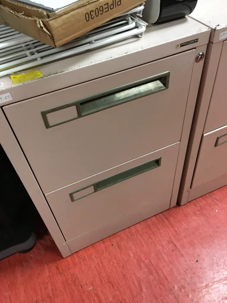 Pair of Pink Colour Precision 2 Drawer Metal Filing Cabinets Image 1++