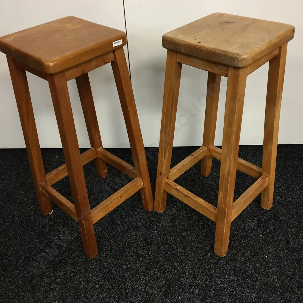 Pair of Rimu Barstools. H65cm Image 1++