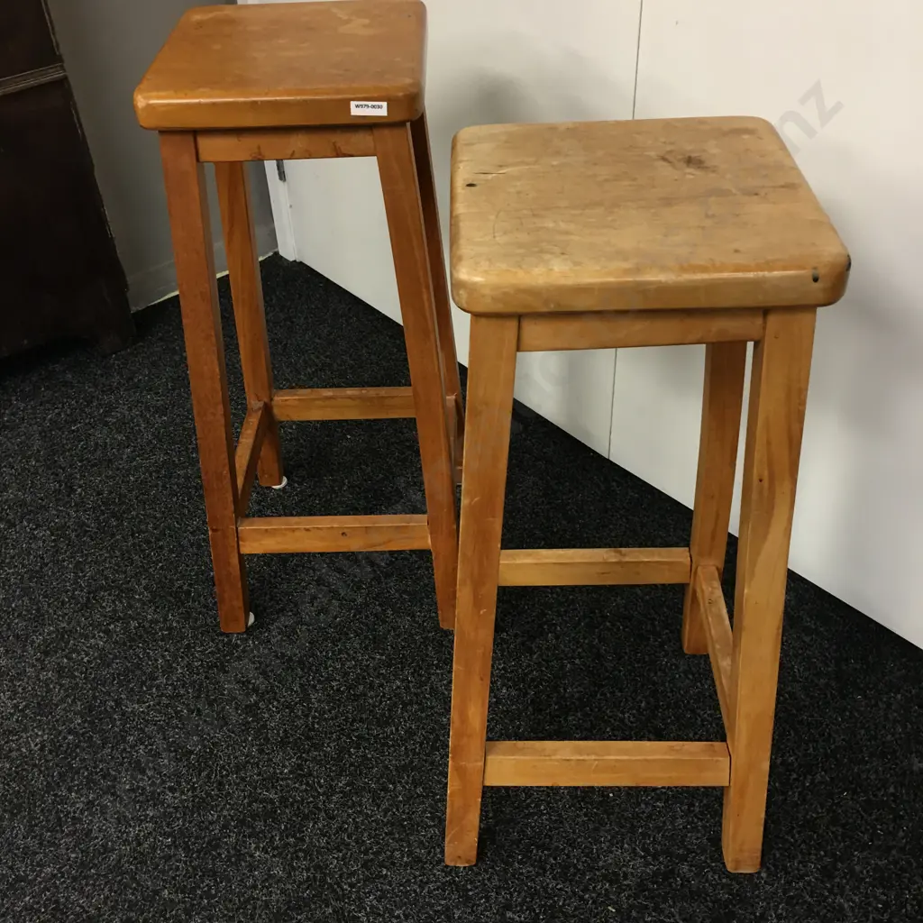 Pair of Rimu Barstools. H65cm Image 1++