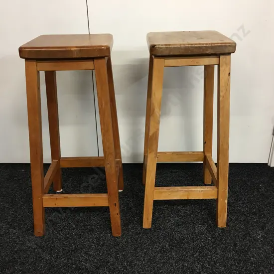 Pair of Rimu Barstools. H65cm