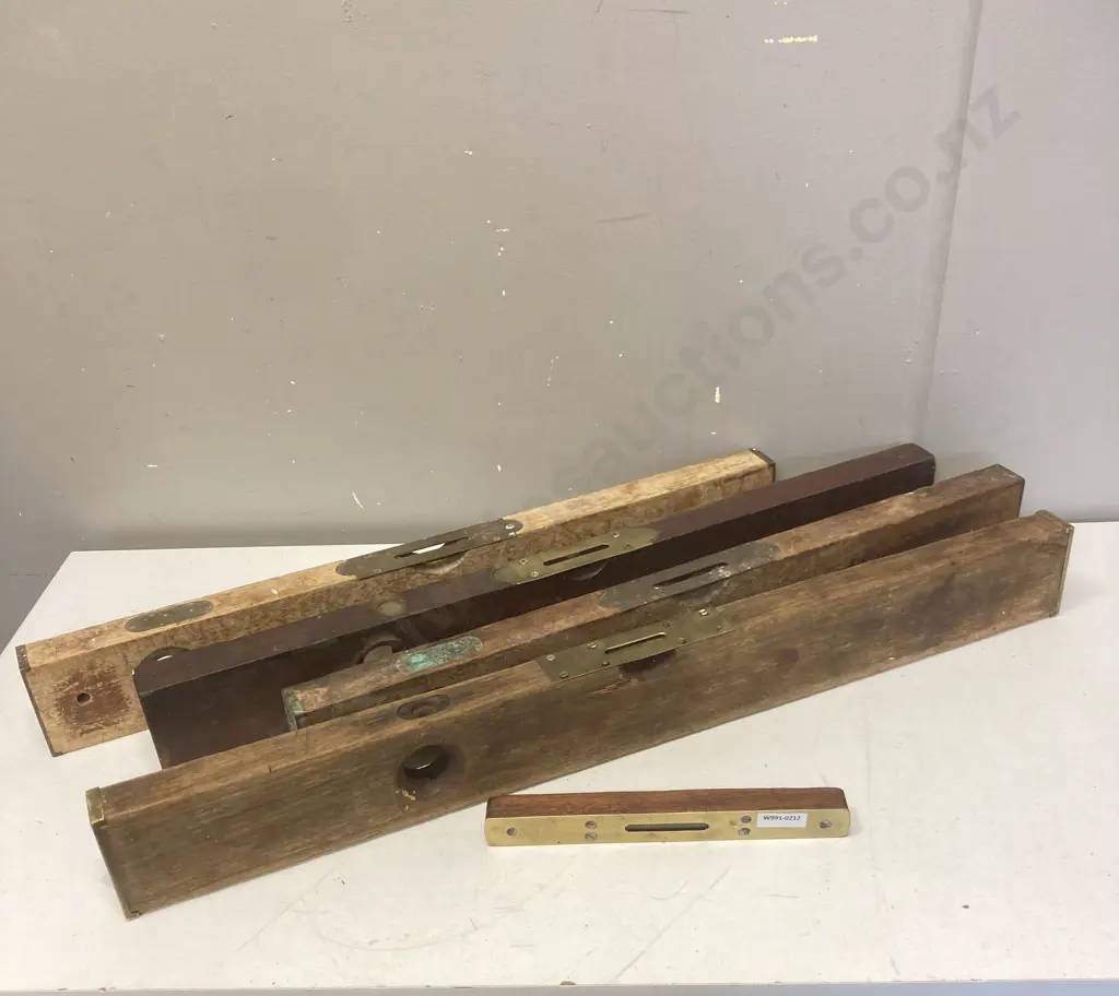 Antique Wood & Brass Levels Image 1++