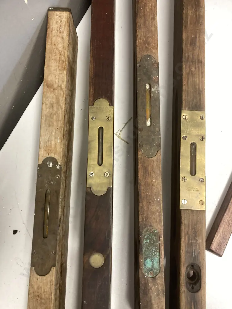 Antique Wood & Brass Levels Image 1++