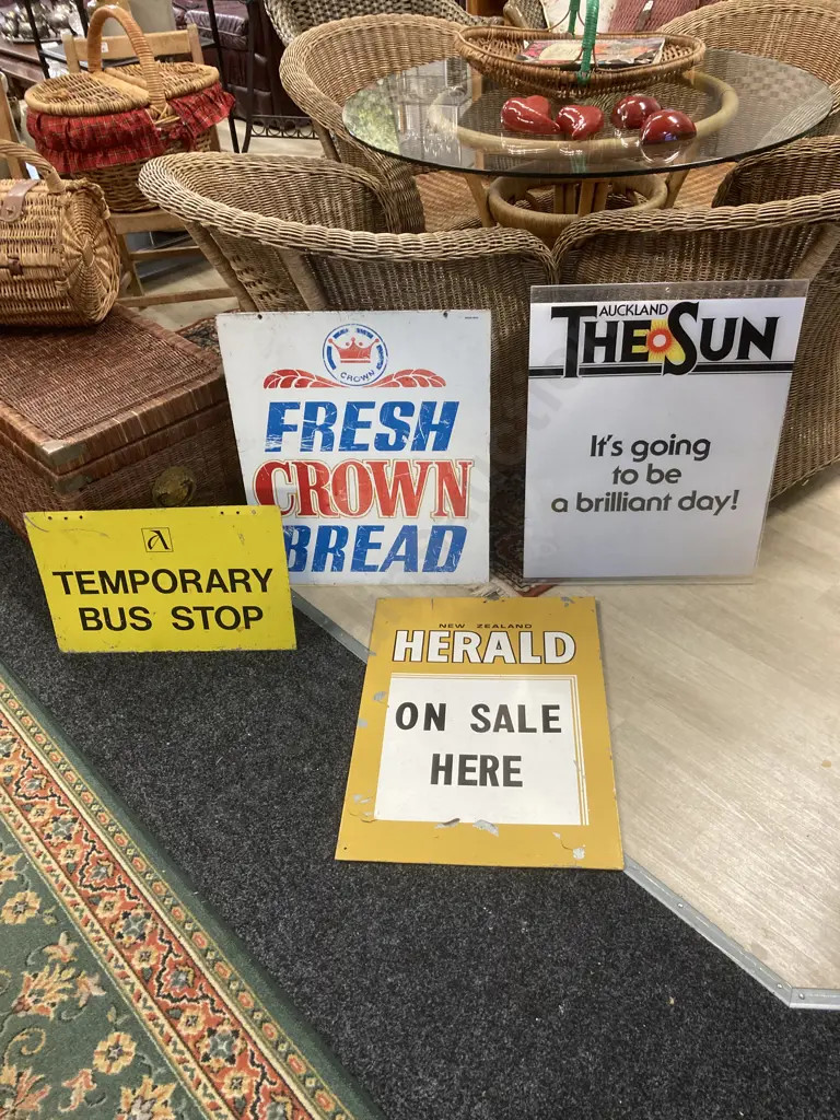 Three Vintage Metal Signs & Perspex Sign Image 1++