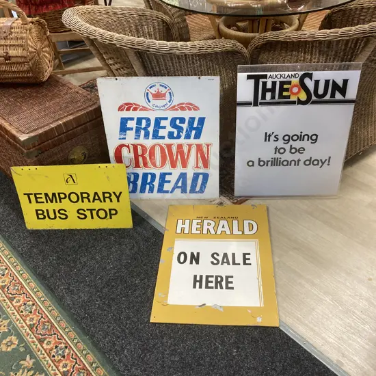 Three Vintage Metal Signs & Perspex Sign