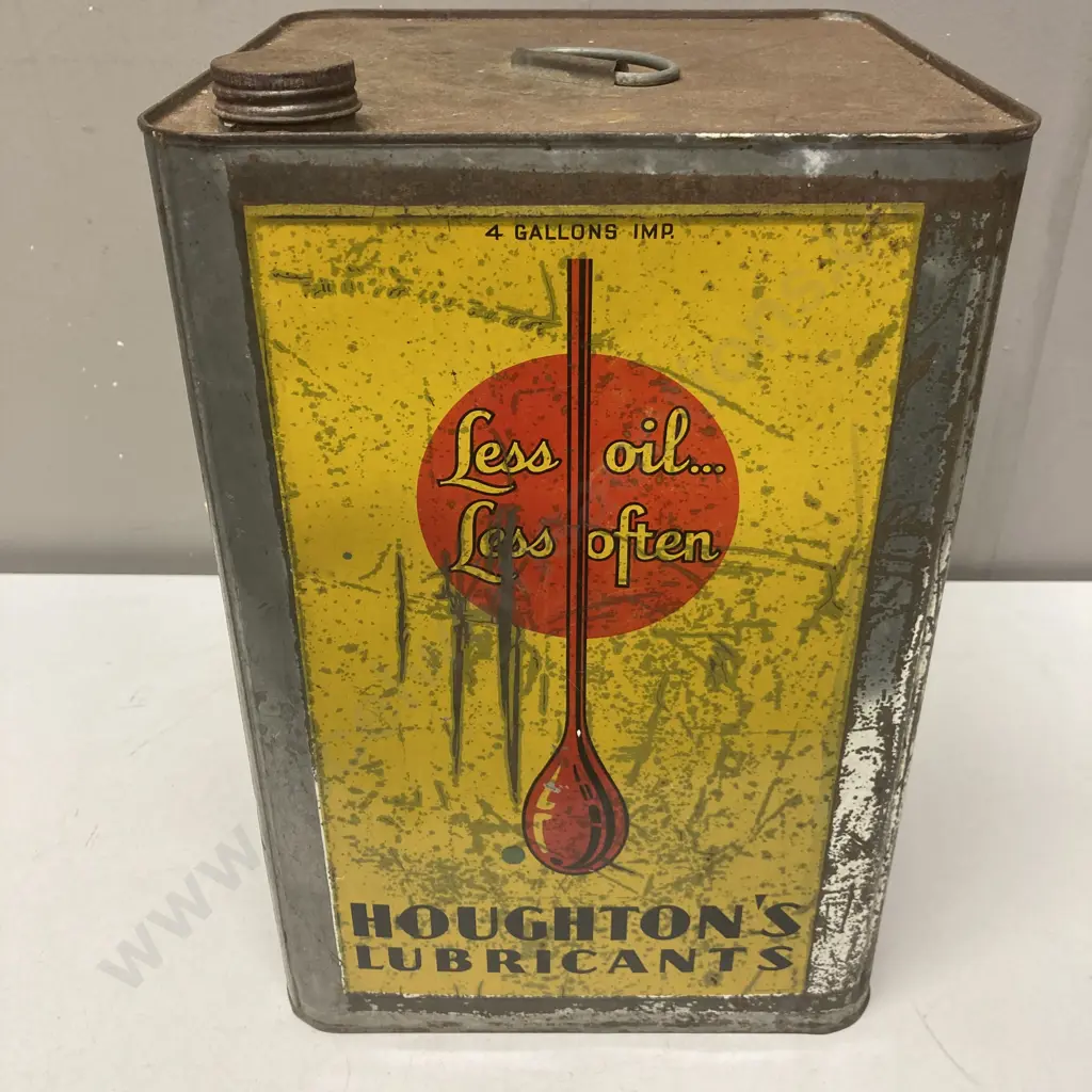 Rare Vintage Houghton's Oil Can. Paykel Bros New Zealand 4 Gallon Oil Can c1930s. 35 x 24cm Image 1++