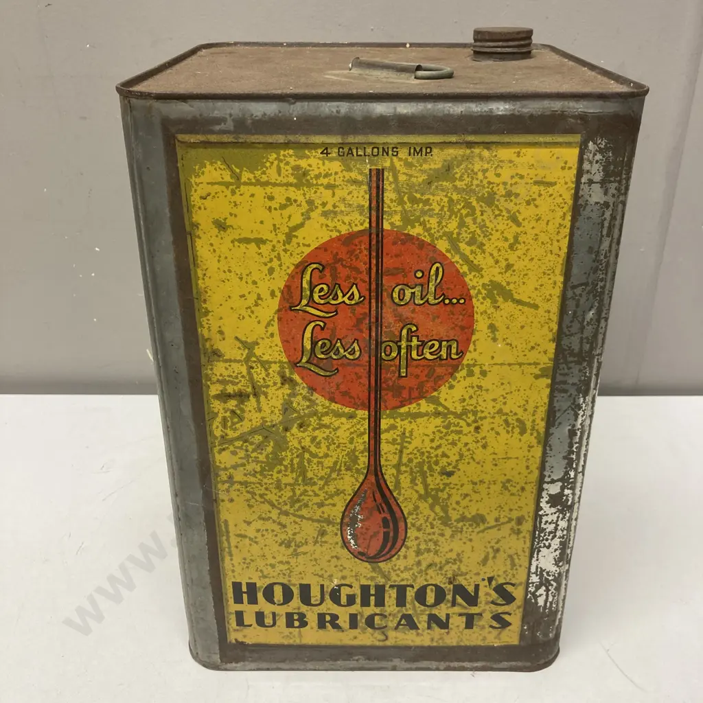 Rare Vintage Houghton's Oil Can. Paykel Bros New Zealand 4 Gallon Oil Can c1930s. 35 x 24cm Image 1++