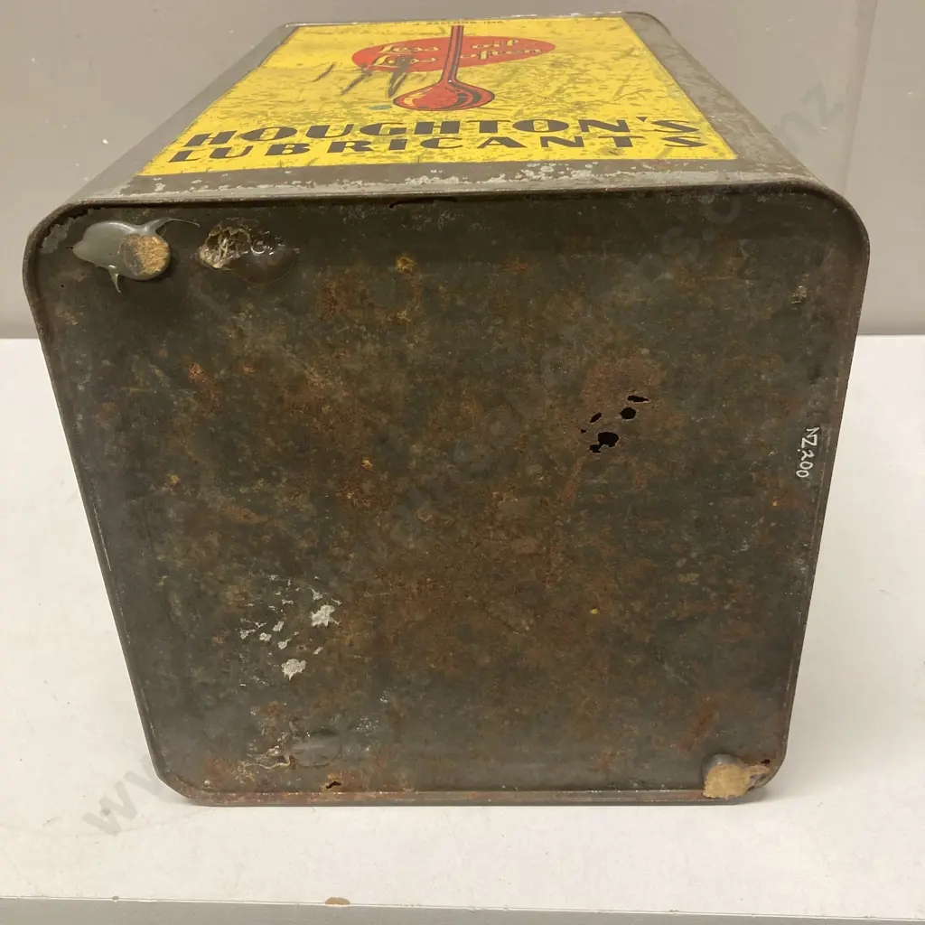 Rare Vintage Houghton's Oil Can. Paykel Bros New Zealand 4 Gallon Oil Can c1930s. 35 x 24cm Image 1++
