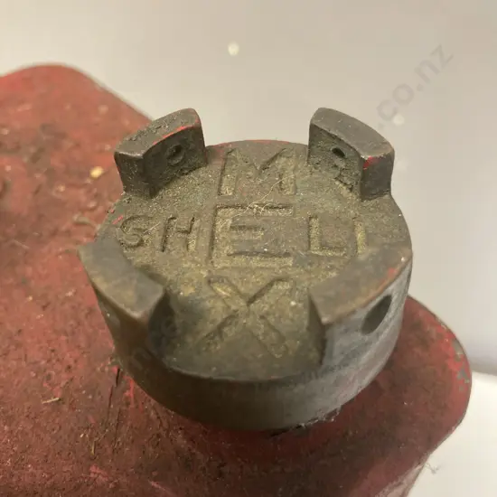 Vintage Shell Mex 2 Gallon Petrol Can Brass Screw Cap & Vintage Mobiloil 2 Gallon Tin
